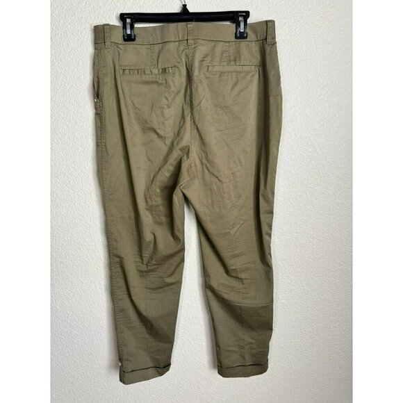 Chicos Ankle Pants 1.5 Size 10 Green Flat Front Pockets Lightweight Solid Olive - Picture 8 of 12